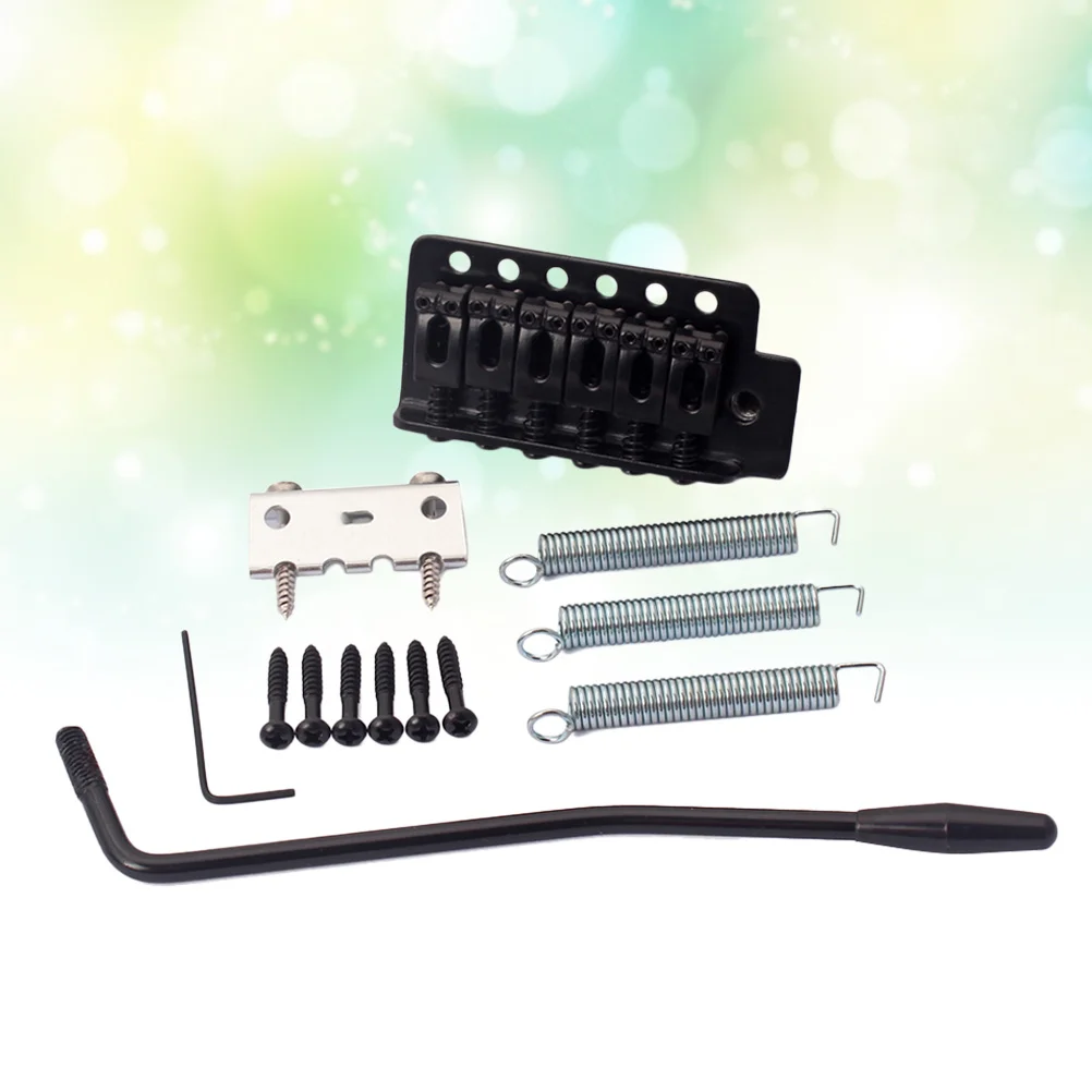 

Guitar Bridge Kit 6 String Flat St Saddle Single Tremolo System For Electric Guitar Right Handed Black Screw-In Arm Metal Finish