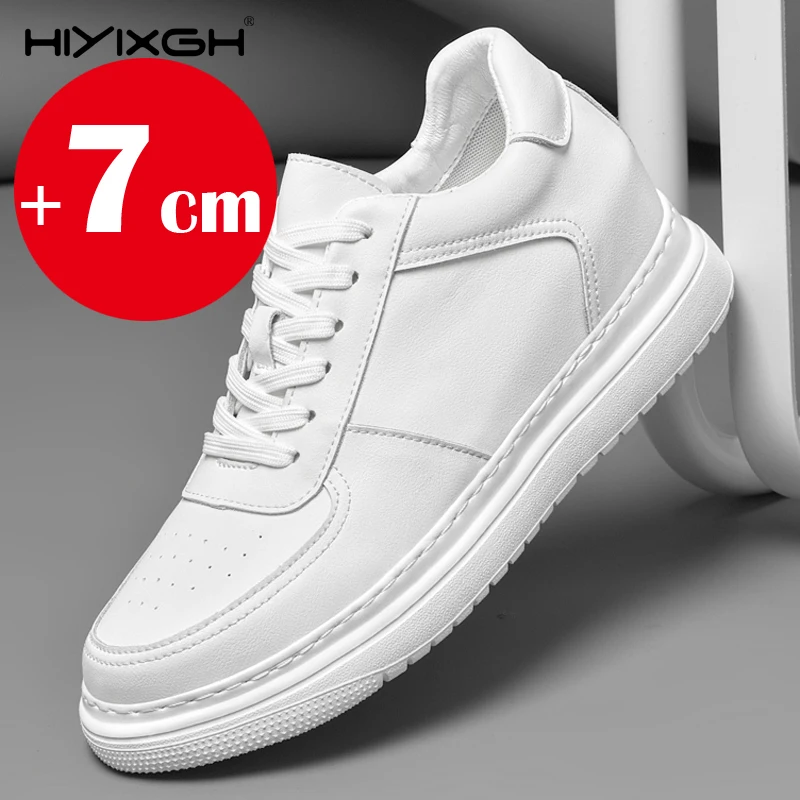 

Мужские кроссовки из натуральной кожи. Мужские кожаные туфли-лифты, увеличивающие рост 5 см, 7 см. Белые кроссовки невидимого роста.