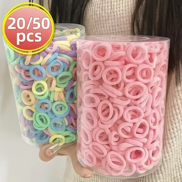 50/100 szt. Elastyczne gumki do włosów dla dziewczynek, mini kolorowe nylonowe opaski, gumki do kucyków dla dzieci, ozdoby, prezent