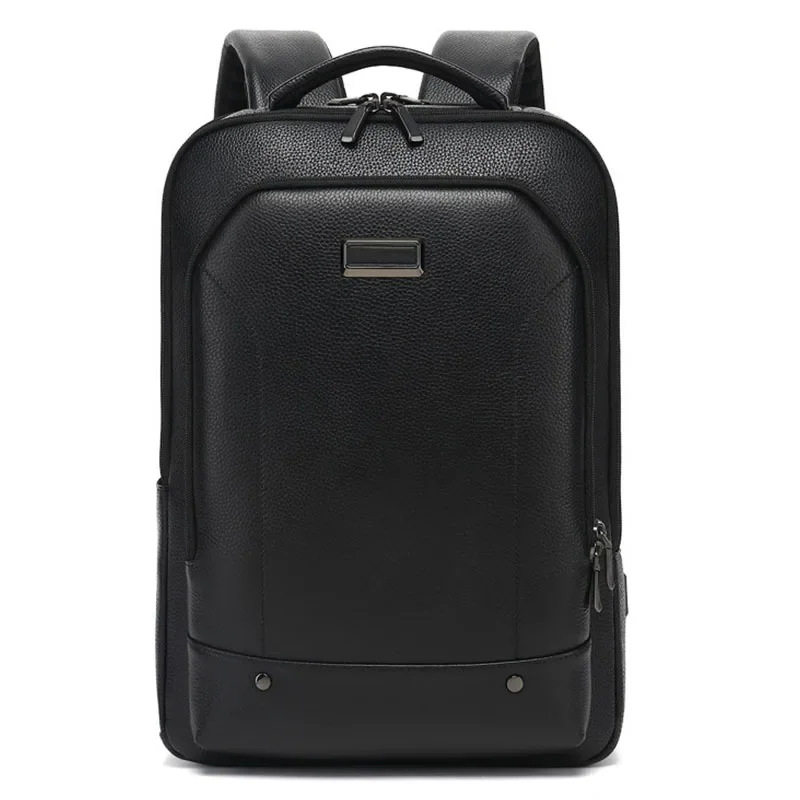 Mochila de couro genuíno para laptop, mochila escolar para homens, mochilas masculinas, bolsa de viagem casual, qualidade, 100%, 15,6"