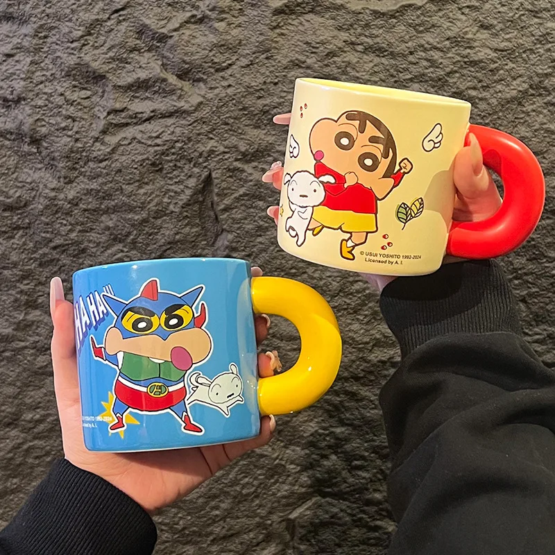 Cute Anime Cartoon Crayon Shin-Chan Waniyama Action Kamen Ceramic Cup for Girls Cute Large Capacity Home Office Coffee Cup Gifts