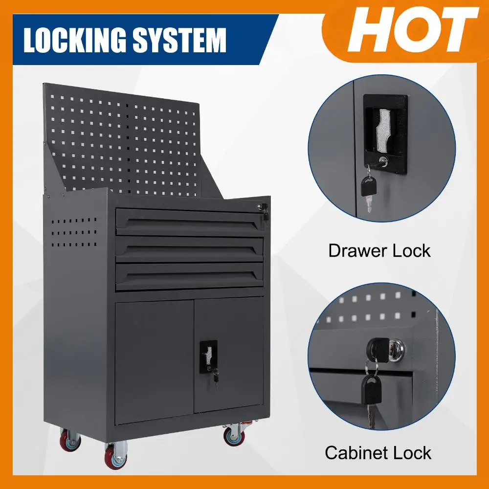 

Передвижной ящик для инструментов с выдвижными ящиками, мобильная тележка для хранения инструментов для мастерской, склада, гаража