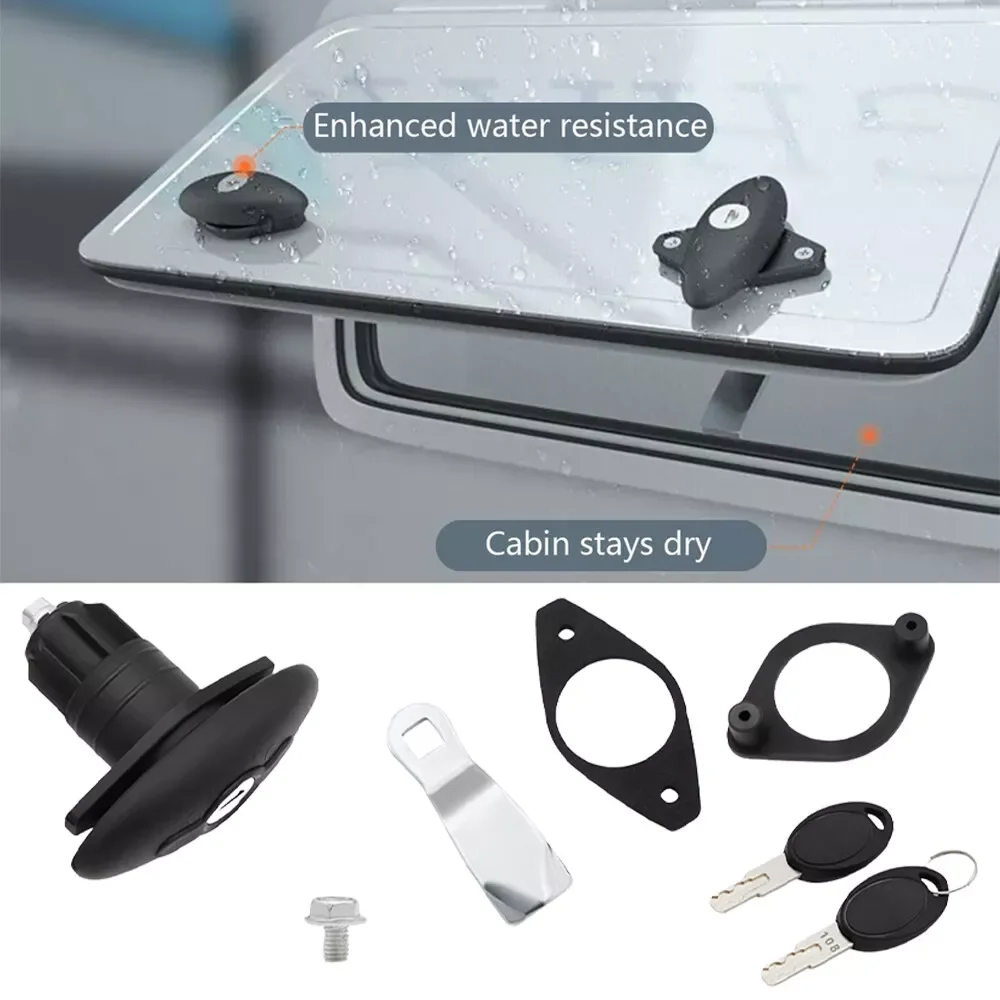 Caravan T-Handle Lock With 2 Keys RV Cabin Door Lock Compression Seal Lock Luggage Flat Cabin Door Lock For Caravan Motorhom view 6