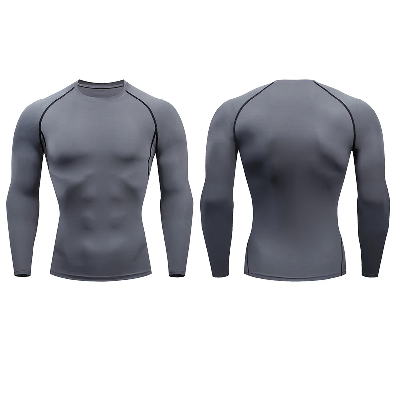 Men Compression Running T-shirt Fitness Tight Long Sleeve Sport Shirts Training Jogging Tops Gym Sportswear Dry Fit Rashgard images - 6