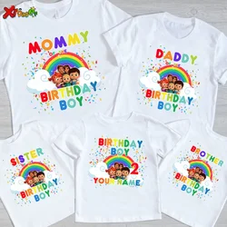 Family Matching Outfits Father Daughter Son White Rainbow T Shirt MOMMY and Me Dad Baby Kids Clothes Father Outfits Mom Dad Me