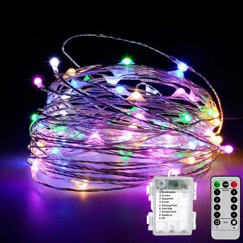 LED Lights Garland Battery-Operated Garland Remote Control Fairy Light Christmas Decoration New Year's Wedding Party Xmas Decor