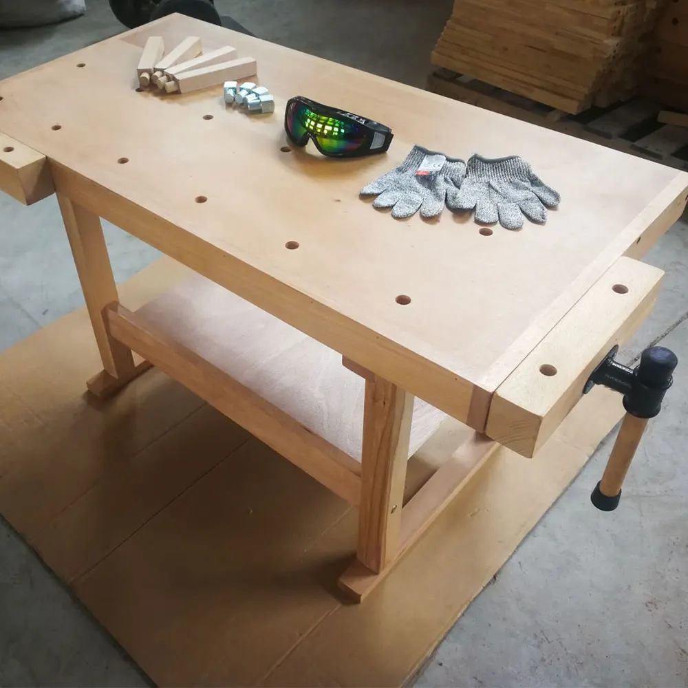 Mesa de trabajo de madera de haya para el hogar, banco de trabajo de 57cm de altura, AT119, 100x50cm