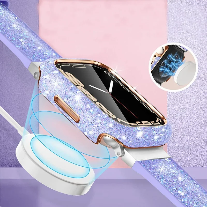 حافظة ماسية لساعة أبل 11 10 46 مللي متر 42 مللي متر 9 8 7 45 مللي متر 41 مللي متر قذيفة لامعة مقاومة للخدش لملحقات 6 5 4 SE 44 مللي متر 40 مللي متر