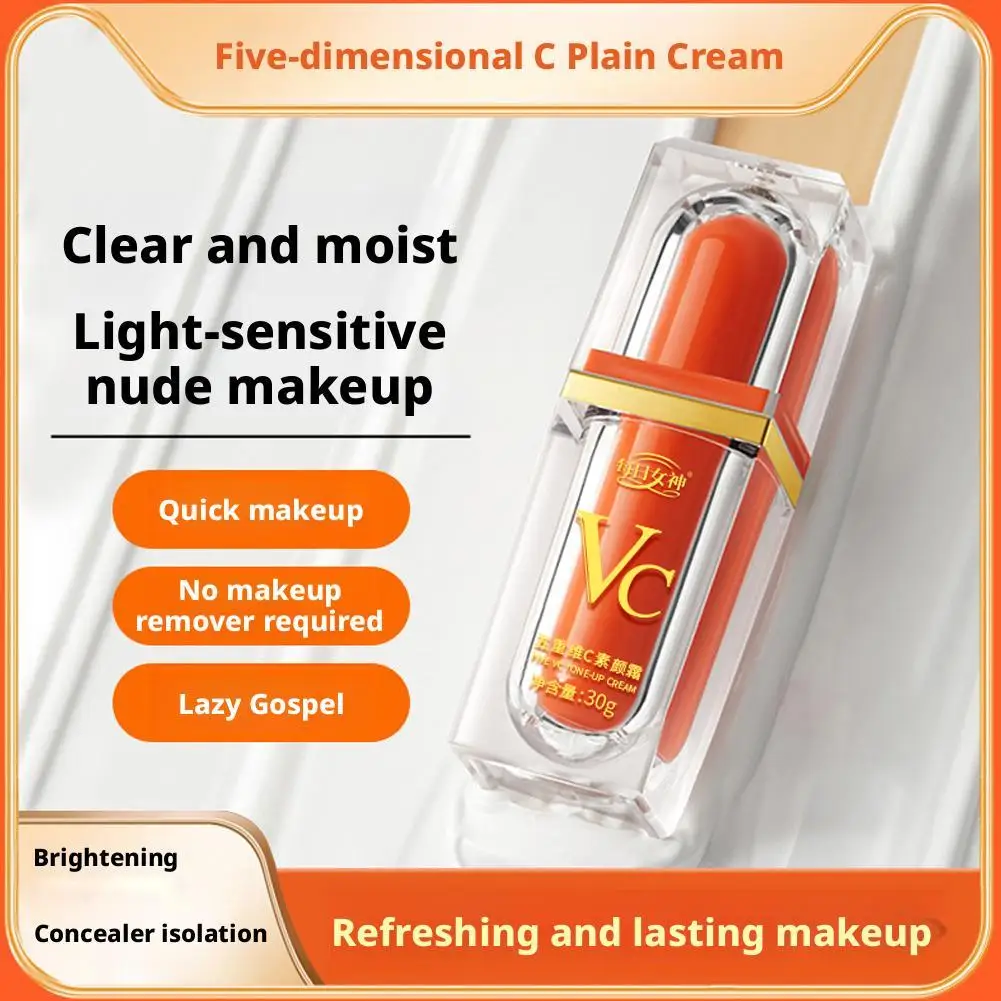 New 5 Vitamin C Tone Up Cream Vitamin C BB Cream Hydrating Conceal Lazy Pores Waterlight Makeup Face Moisturizer Concealer Q9Y1