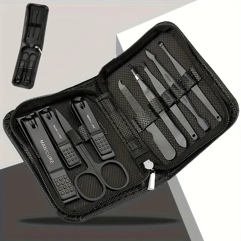 6/9 pçs conjunto de manicure de aço inoxidável kit beleza portátil com cortador de unhas tesoura arquivos ideais ferramentas cortador de unhas