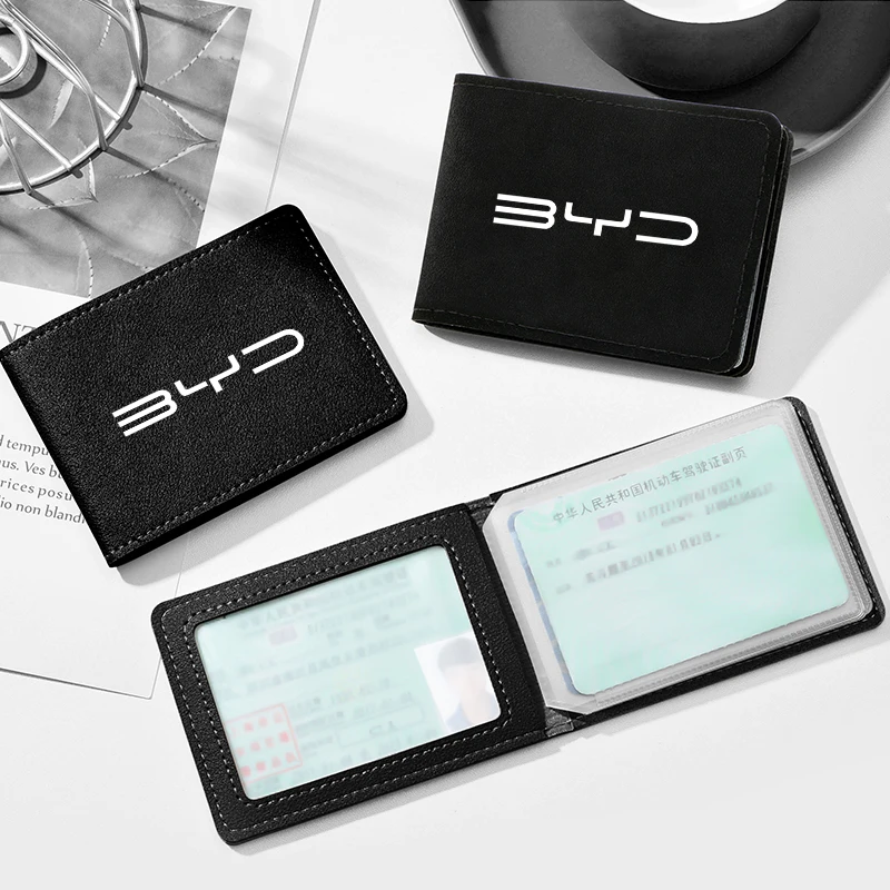 Auto Driver License Cover Suede Anti-Fur Car Driving Documents Case Credit Card Holder For BYD Tang F3 E6 Atto Yuan Plus Song