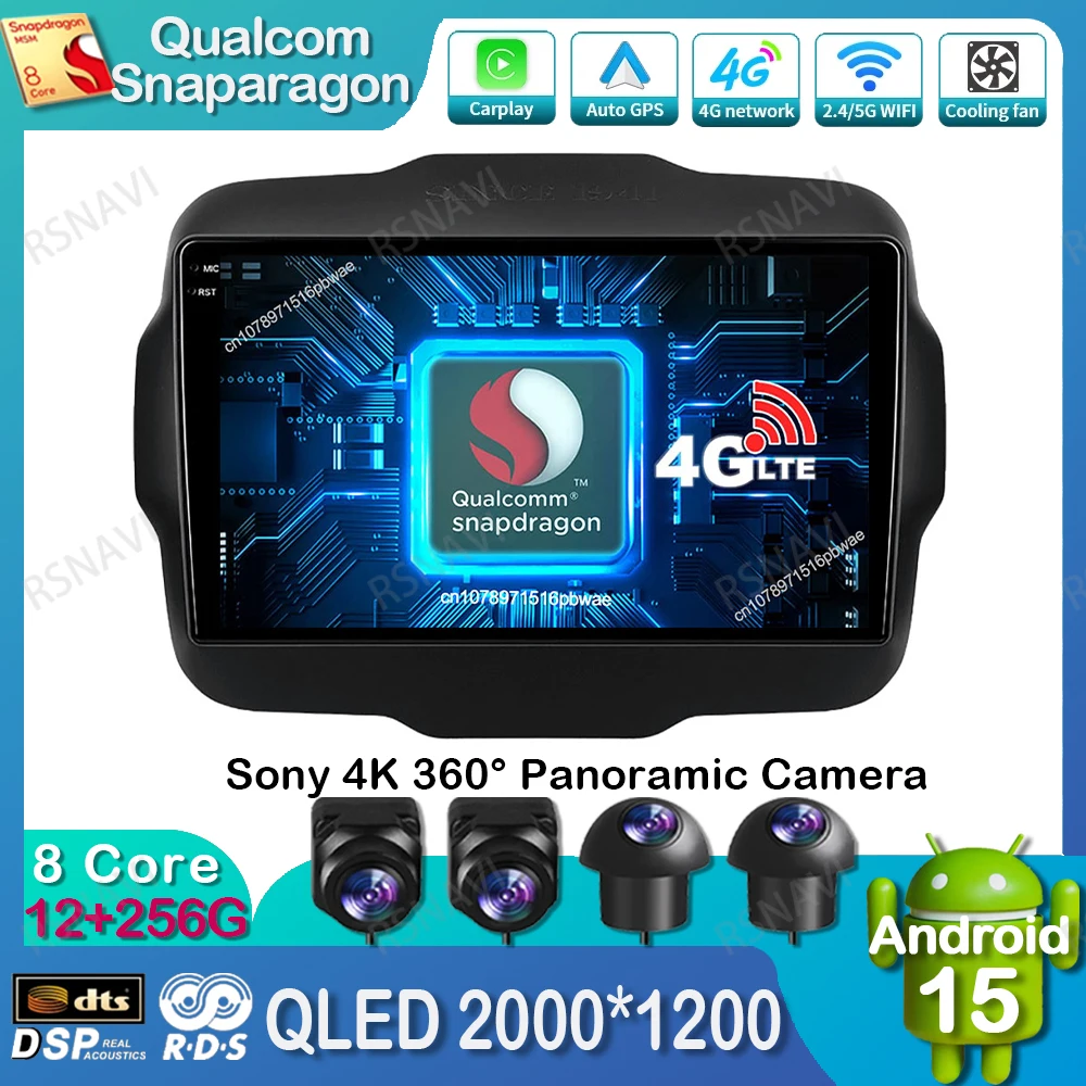 

Android 15 Car Radio For Jeep Renegade 2016-2020 DVD Wireless Carplay Auto Autoradio BT 5G WIFI QLED Stereo Qualcomm Navigation