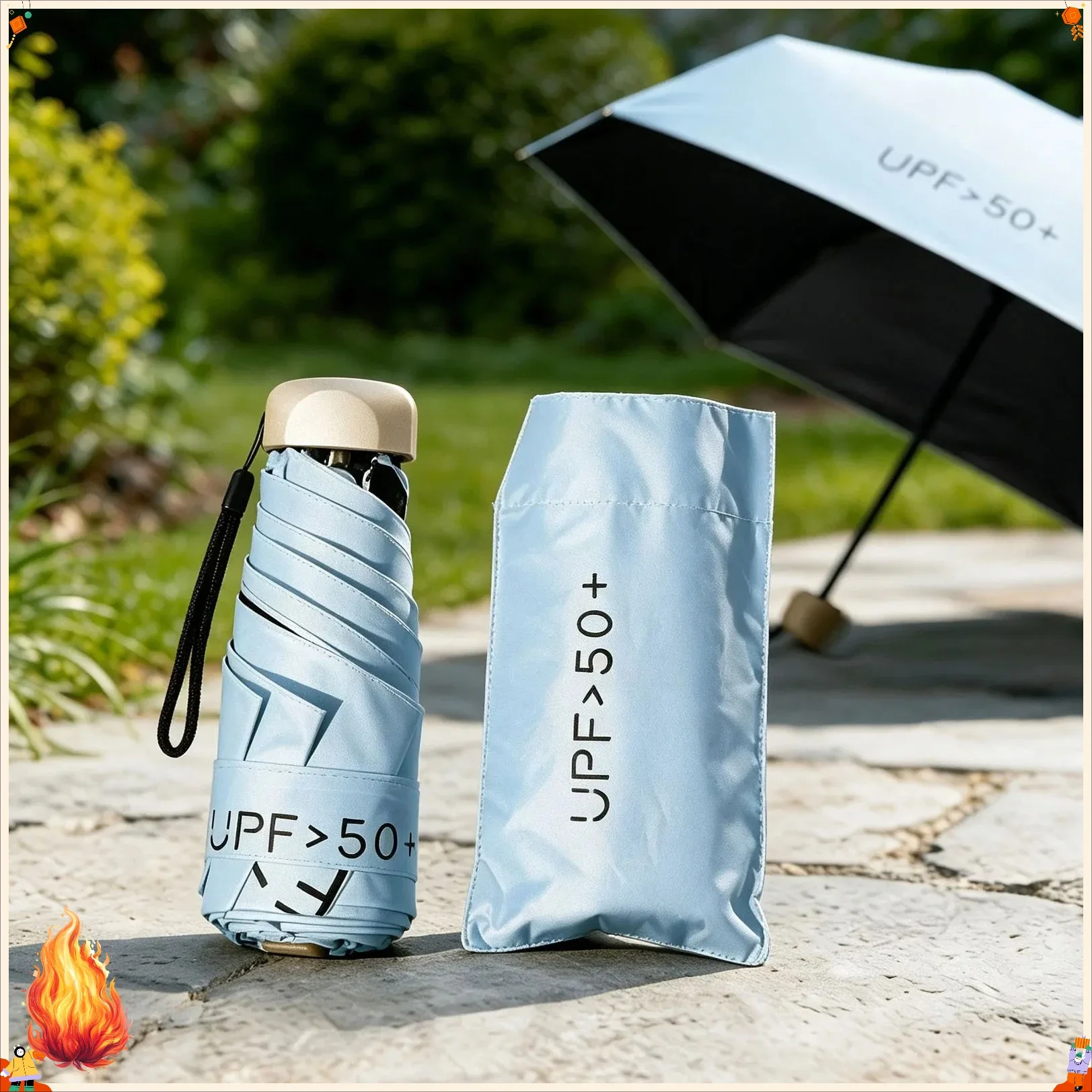 Ultralight Pocket Folding Umbrella UV Protection Wind Resistant Sun Rain Dual Use Portable Sun Shade for Summer Outdoor Travel