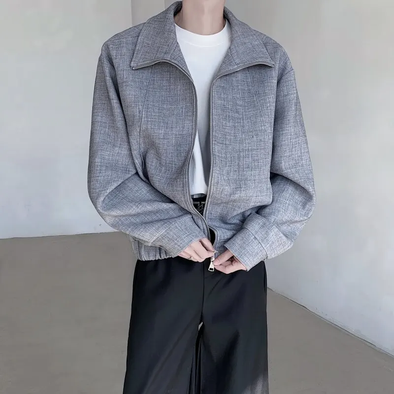 

ay Casual Collar Jaet Korean Sle ort Autumn Winter Men Women Retro Workwear Zipper Closure Polyester Fiber Youth Faion