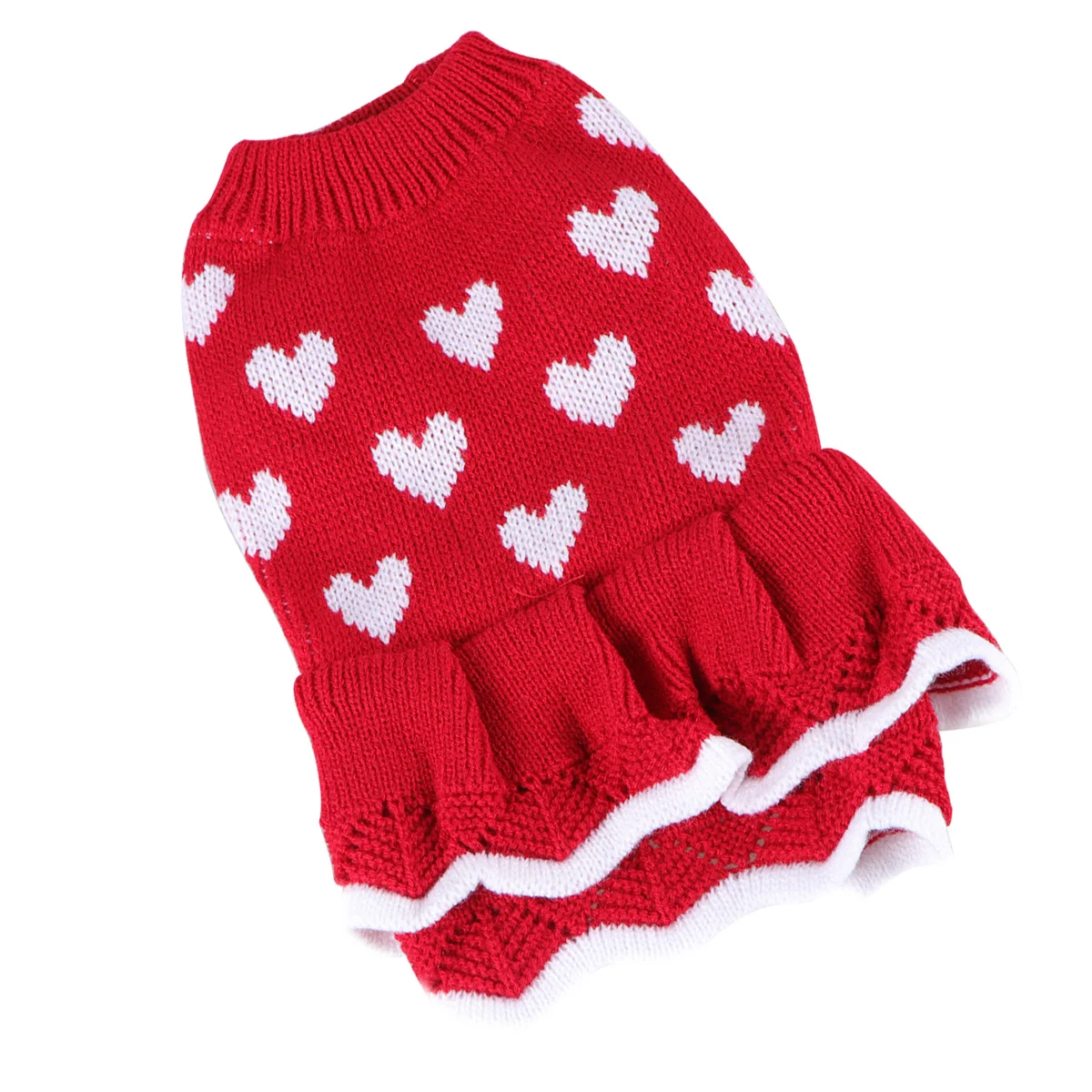 

Dog Heart Pattern Skirt Stylish Comfortable Christmas New Year Pet Clothes Puppy Skirt Small Dog Dress Size Photo