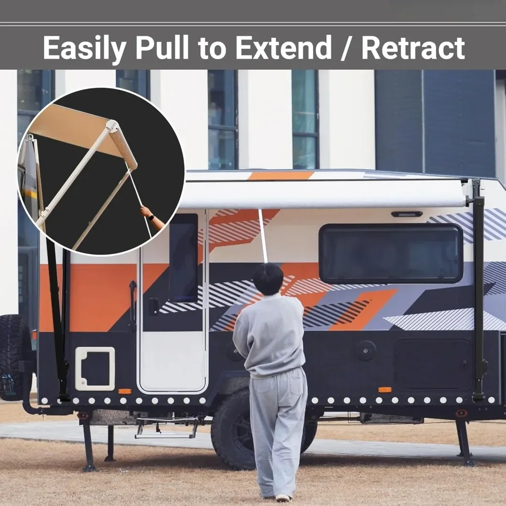 Manuelle Wohnmobil-Markise, komplettes Set, einziehbare Wohnmobil-Markise für Wohnmobile oder Anhänger, Wohnmobil-Rolle, für Wohnmobile oder 5. Rad, Ausgangsmarkise