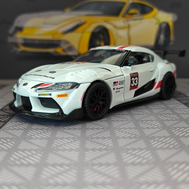 

1:32 Simulated Toyota GR Supra GT4 alloy car model, doors and engine hood, trunk can be opened, sound and light return gifts