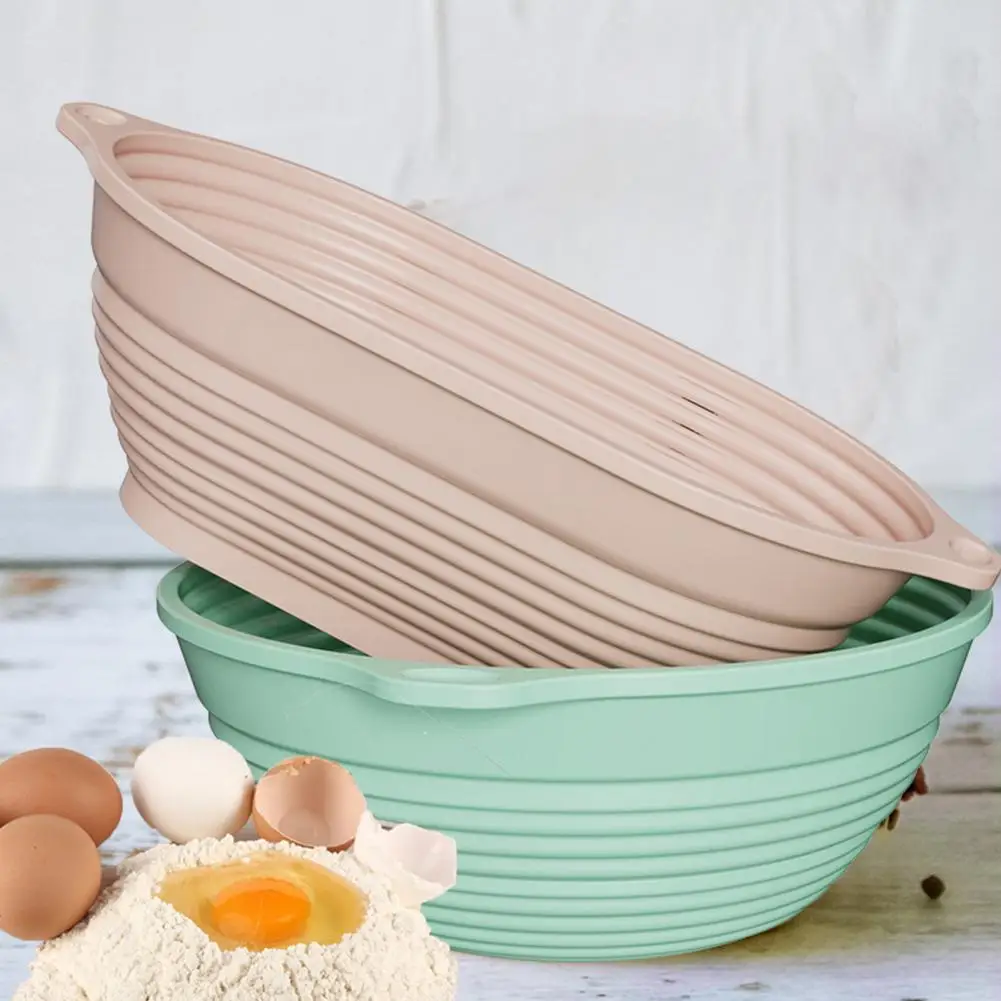 Smooth Surface Bread Proving Bowl Collapsible Silicone Bread Proofing Basket Set for Sourdough Baking Oval Round Non-stick Dough