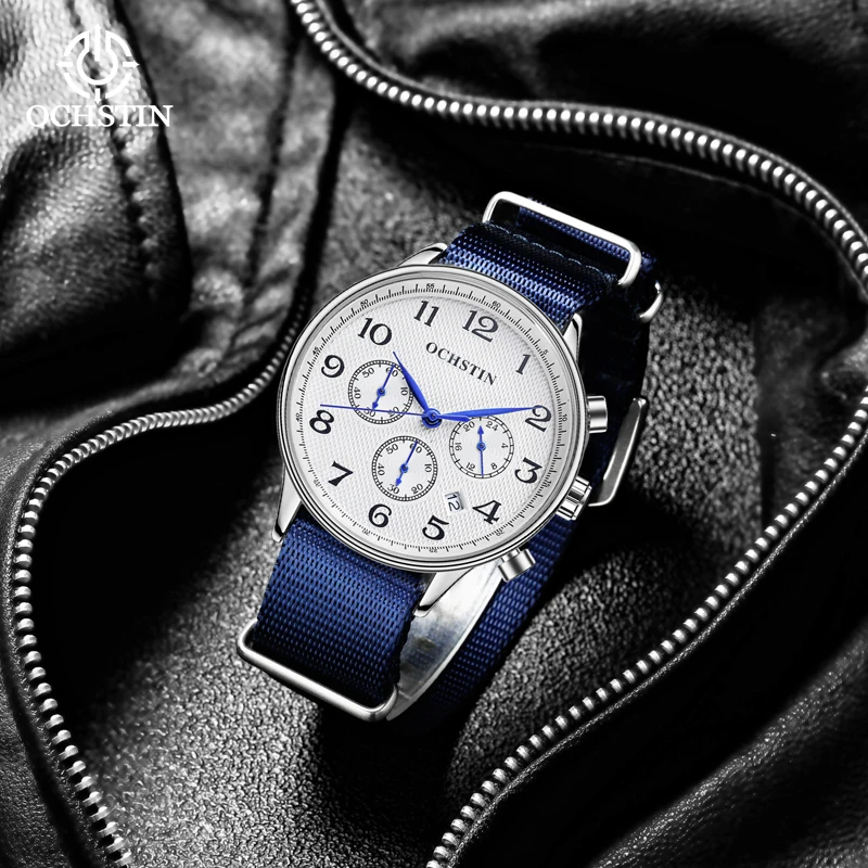 New ochstin2024 creative nylon series fashion trend multifunction quartz movement waterproof watch men\'s quartz watches