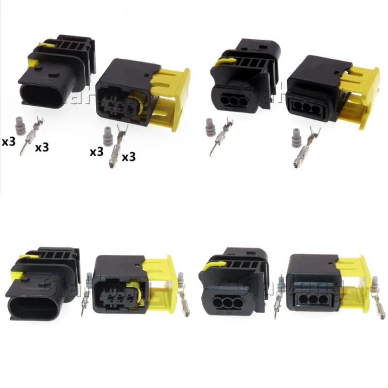 1 Set 3 Ways Auto AC Assembly Parts 1-1418448-1 1-1670730-1 Automobile Waterproof Plug For Benz BMW Car Sealed Connector
