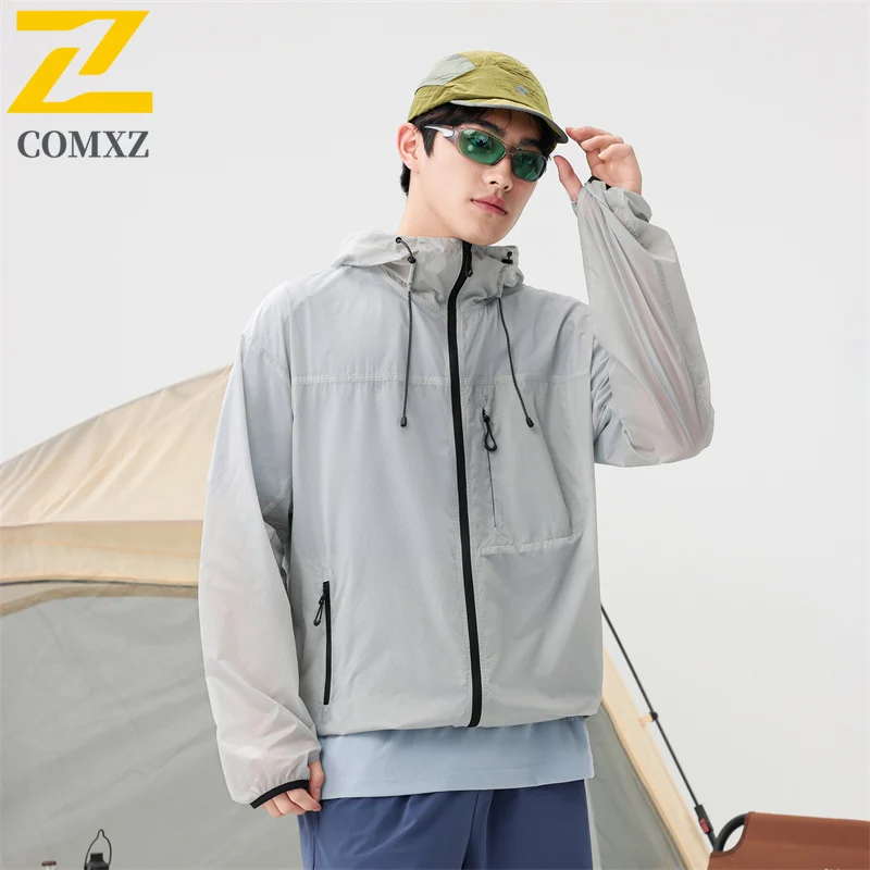 سترة بغطاء للرأس للحماية من الأشعة فوق البنفسجية للزوجين بعامل حماية من الأشعة فوق البنفسجية 50 + من الحرير الجليدي سريعة الجفاف للمشي لمسافات طويلة والمغامرات الخارجية ملابس واقية من الشمس #2