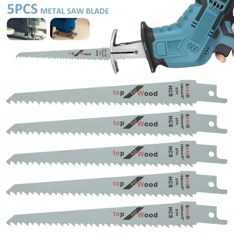 5Pcs Reciprocating Jig Saw Blades Saber Saw Handsaw Multi Saw Blade For Cutting Wood Metal Renovator Power Tools Accessories