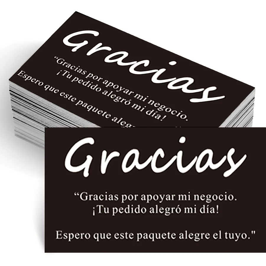 100 Tarjetas de Agradecimiento en Español, Tarjetas de Agradecimiento para Empaques de Pequeñas Empresas, Insertos para Pedidos