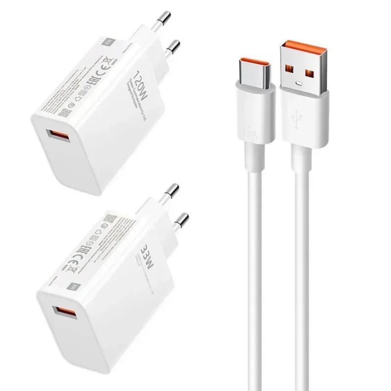 Neues 120W Original Ultra-Schnell-Ladegerät Handy-Ladeadapter 3.0 US/EU/UK-Ladung 6A USB Typ-C Kabel für Xiaomi Redmi