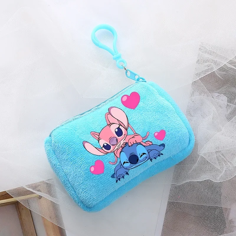 Lilo & Stitch Plush Coin Purse Angel Square Coin Purses Earphone Organization Cute Keychain Ornaments Compact Portable Creative