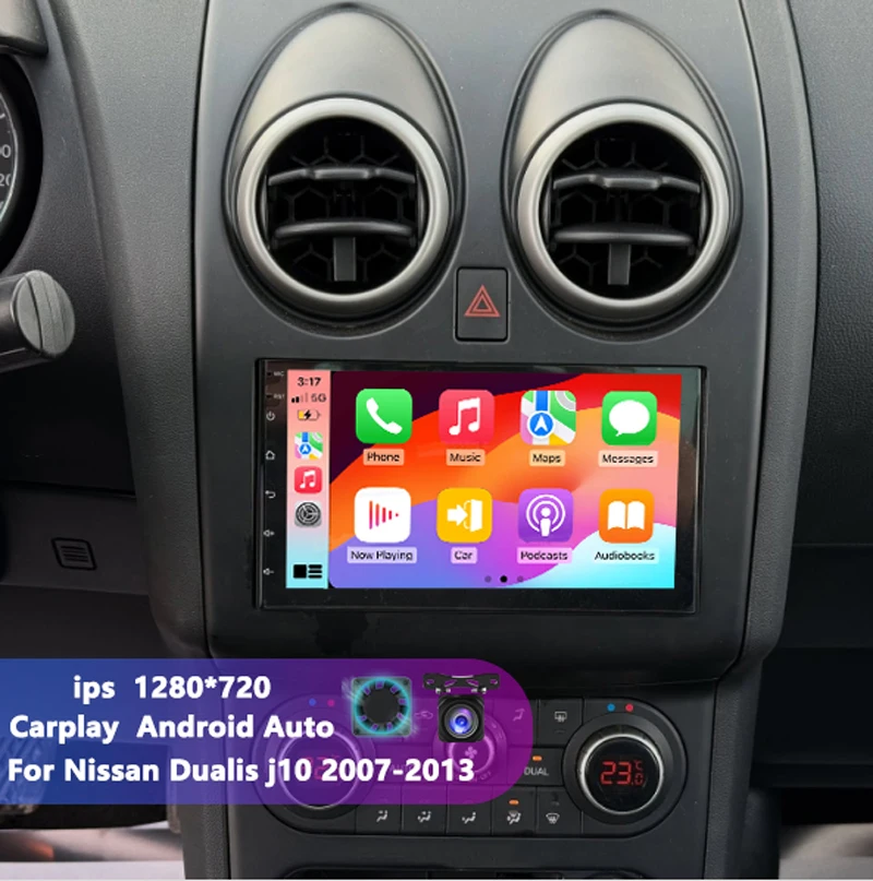 

Radio de coche Android 13 de 7 pulgadas para Nissan Qashqai J10 2007~2013, reproductor multimedia, Carplay, estéreo, GPS, pantal