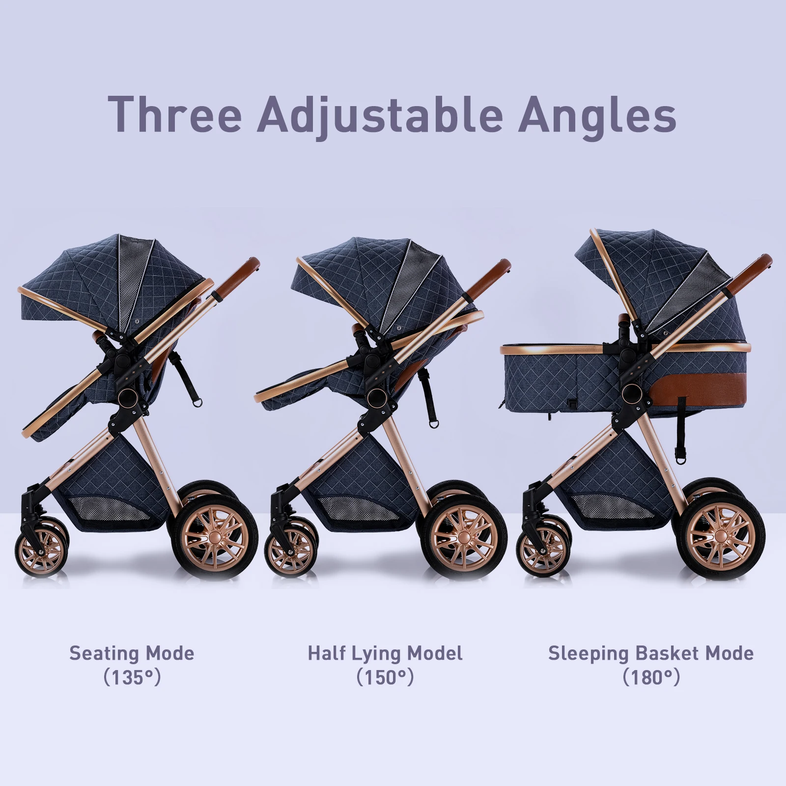 Baby Stroller 3 in 1 Easy Folding Multifunctional Stroller Travel Portable Baby Carriage Safety Seat EU Standard Free Shipping