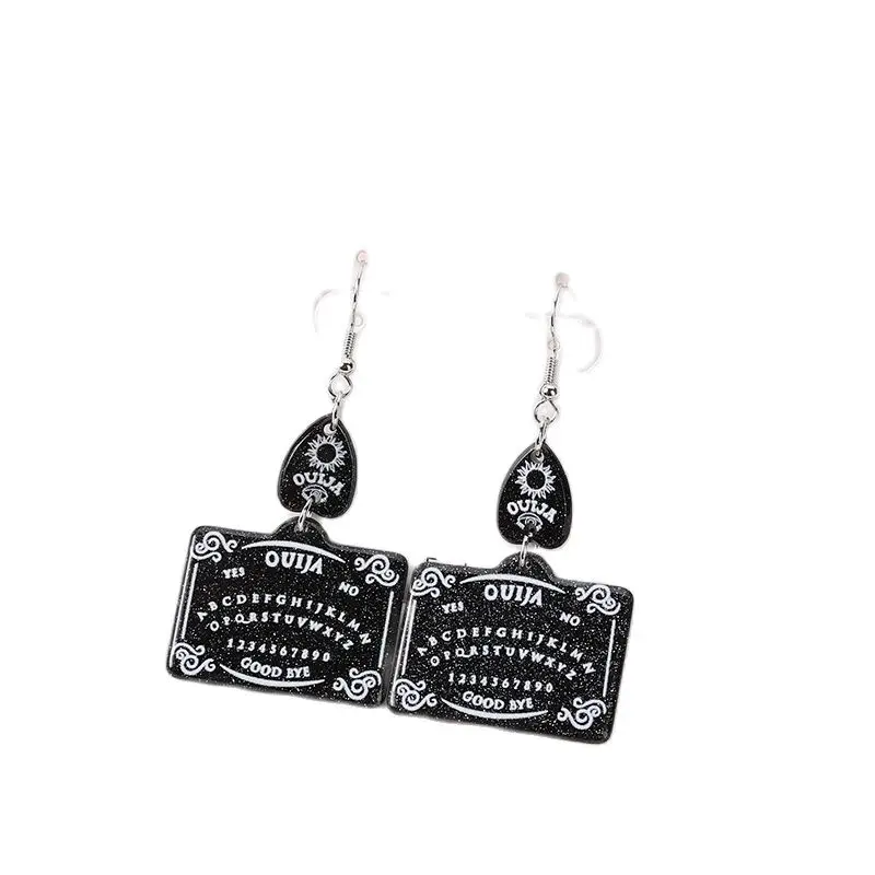 1Pair Ouija Planchette Dangle Earrings Flatback Acrylic Black Punk Magical Divination Game Jewelry  Crafts