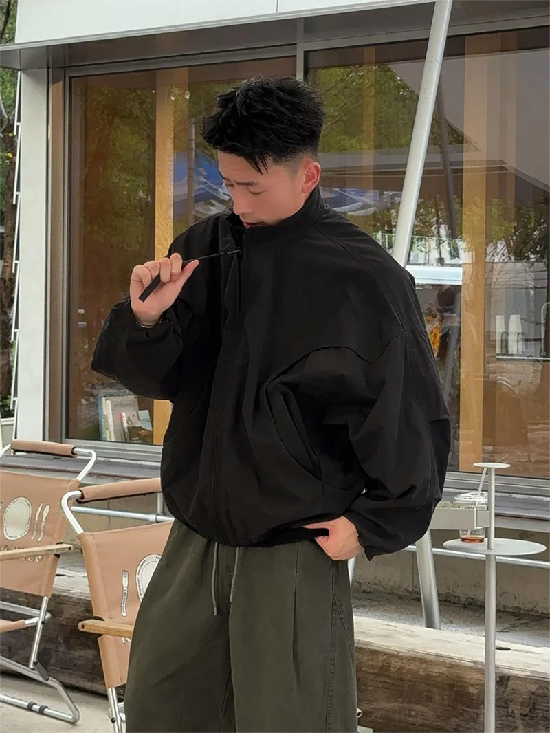 

American Sle ort Flight Jaet Men's Autumn Winter Design Sense Splicing Bomber Downproof Casual Faion Polyester Fiber