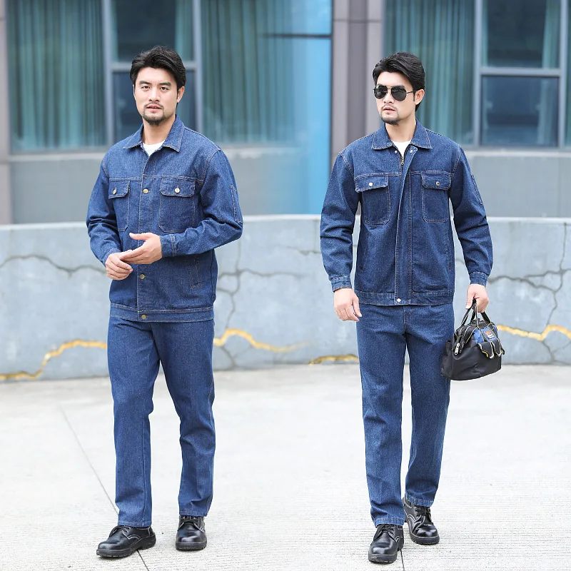 

Denim Overalls Spring and Autumn Long-sleeved Overalls Welder Uniforms Workshop Coal Mine Labor Protection Uniforms