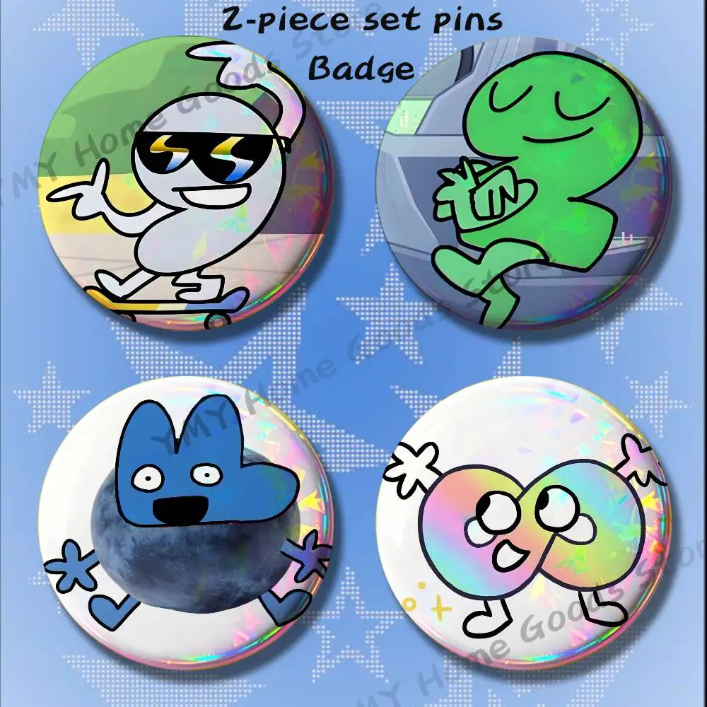 Cartoon One Two Three Four Number Brooches for Backpack Accessories 25 32 44 58 75mm Round 2-piece set Free Mix