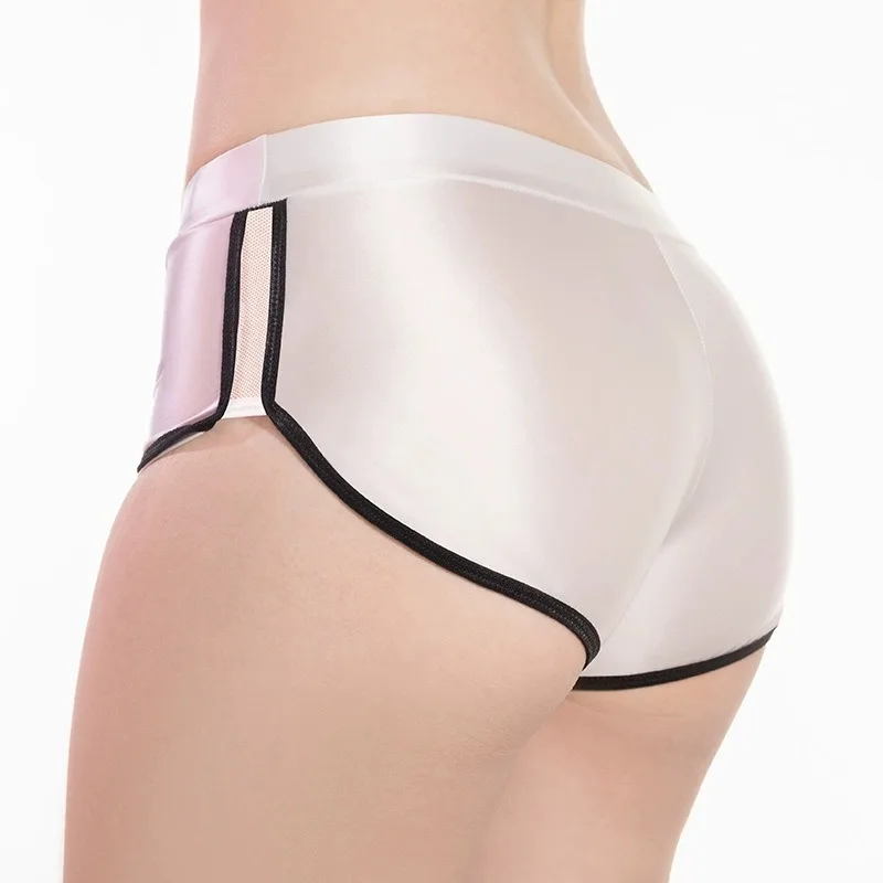 Women's Beachwear panties Gym Fitness Yoga Shorts Low Waist Breathable Underwear Safety Lingerie Oil Glossy Casual Sexy Boxer