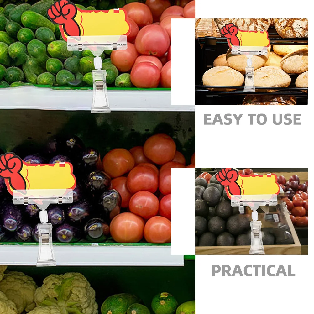 

5Pcs Rotatable Price Tag Clips Clear Plastic Sign Holders Merchandise Display Clips for Store Promotions Retail