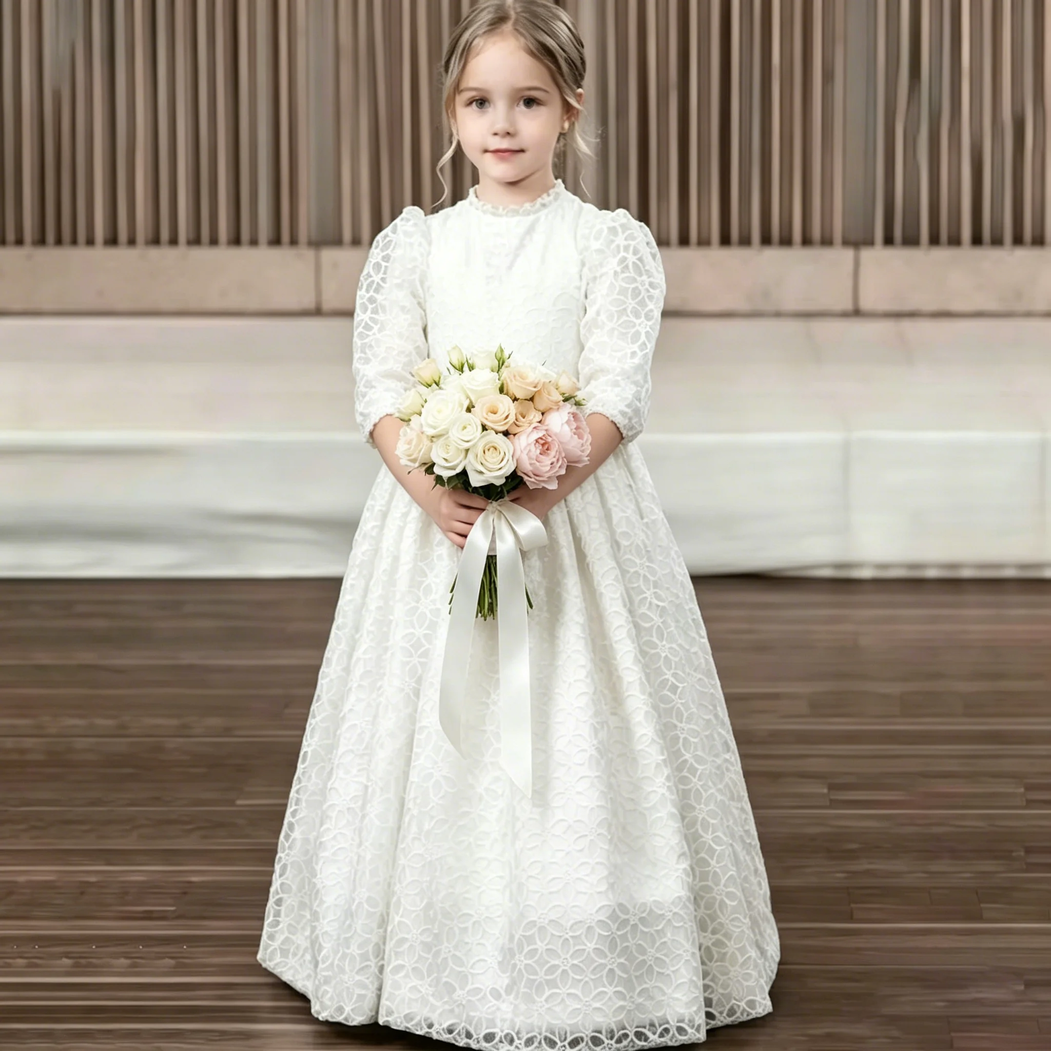 customized-milk-lace-flower-girl-dress-for-wedding-high-neck-tulle-half-sleeves-puffy-kids-birthday-party-first-communion-gowns