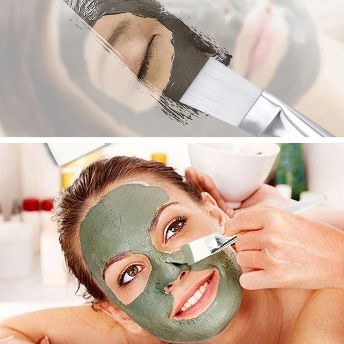 

10pcs Nose Makeup Brush Eyebrows Lips Face Mask Brush Cheeks Clear Handle Suitable for Facial Mask Serum