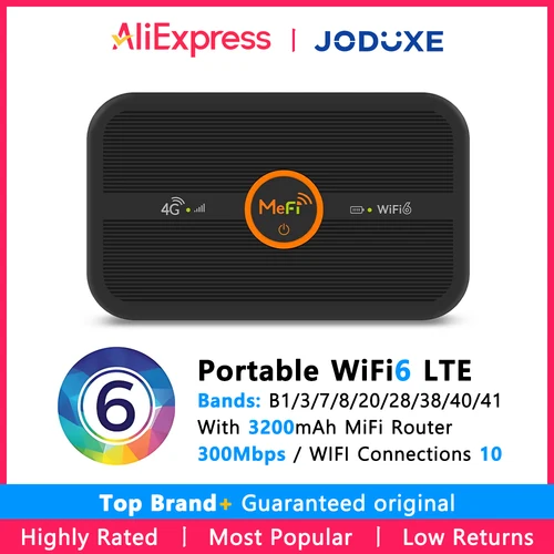 Imagen 1 del producto JODUXE-enrutador WIFI móvil 4G, módem inalámbrico LTE de 300Mbps, punto de acceso Wifi móvil de bolsillo MiFi portátil de 3200mAh con ranura para tarjeta Sim