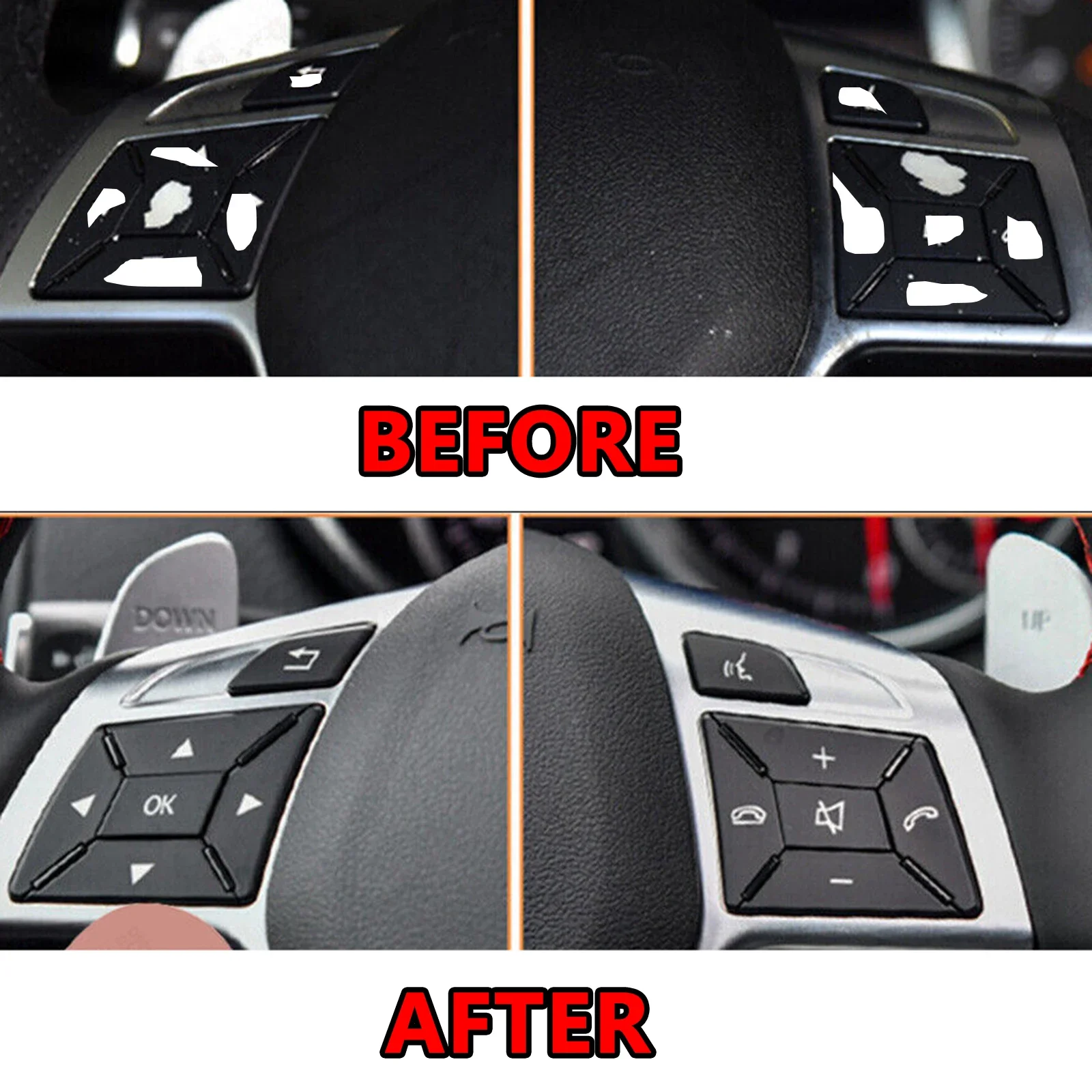 Steering Wheel Switch Button Kits Trim Cover Sticker Car Accessories For Mercedes-Benz CLA GLA 2014 2015 E Class W212 2010-2014