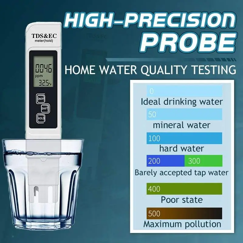 Water Quality Detector 3 In 1 Conductivity Test Pen Large Screen Digital Water Quality Tester TDS EC Meter Water Quality Meter