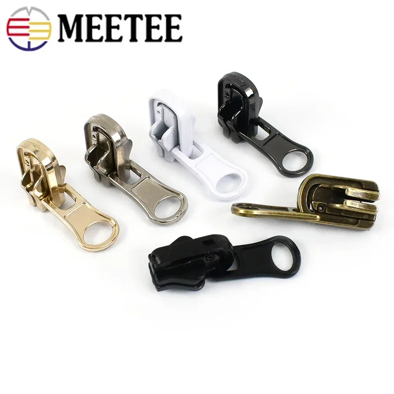 Meetee 5pcs 3# 5# 8# Double-sided Rotary Zipper Silders for Nylon Metal Resin Zip Head DIY Jacket Garment Sewing Accessories