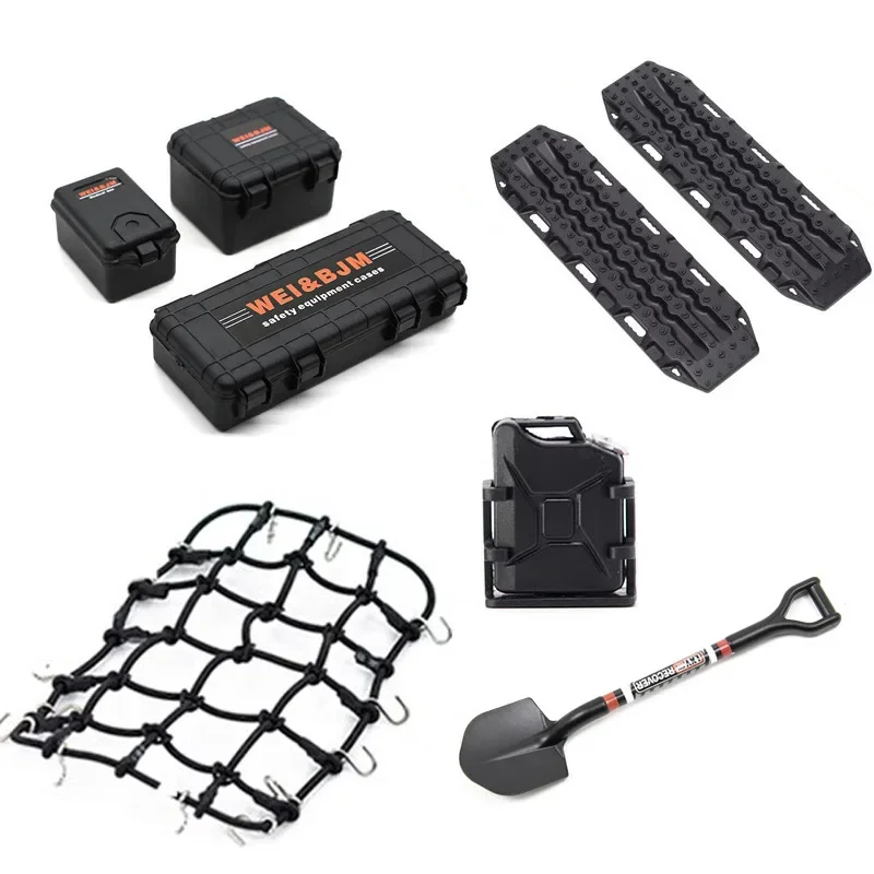 

5PCS Simulation Sand Ladder Storage Box Luggage Net Shovel Fuel Tank Decoration for Axial SCX10 TRAXXAS TRX4 1/10 RC Crawler Car