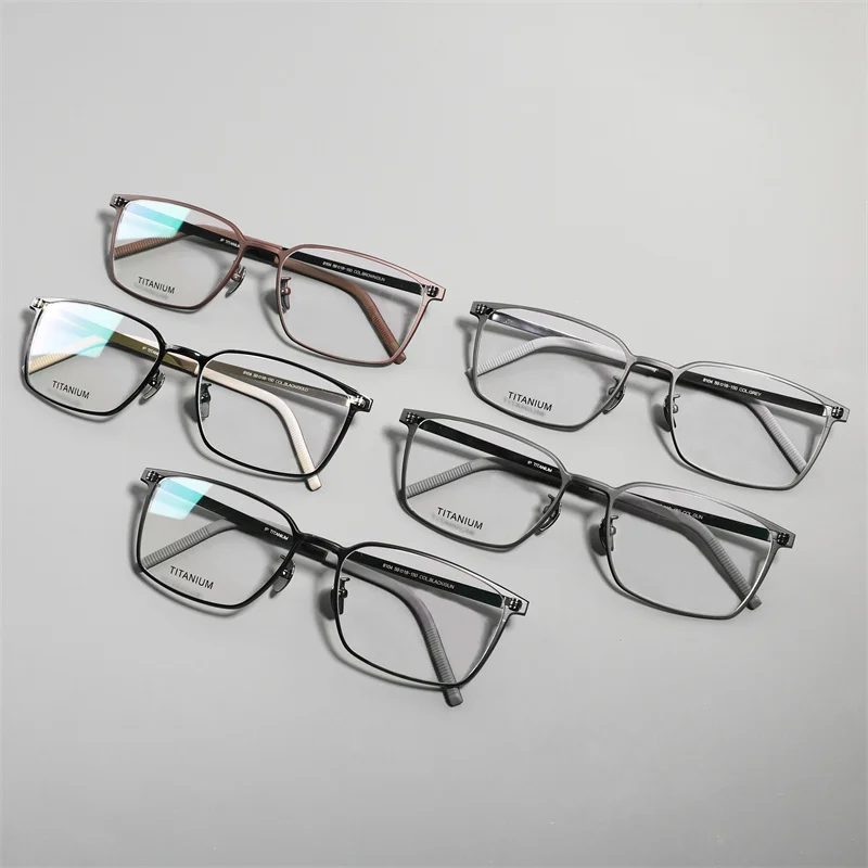 Handmade Big Size Men Pure Titanium Glasses Frame Ultralight Eyeglasses Business Full Frames Spectacles Eyewear 8104