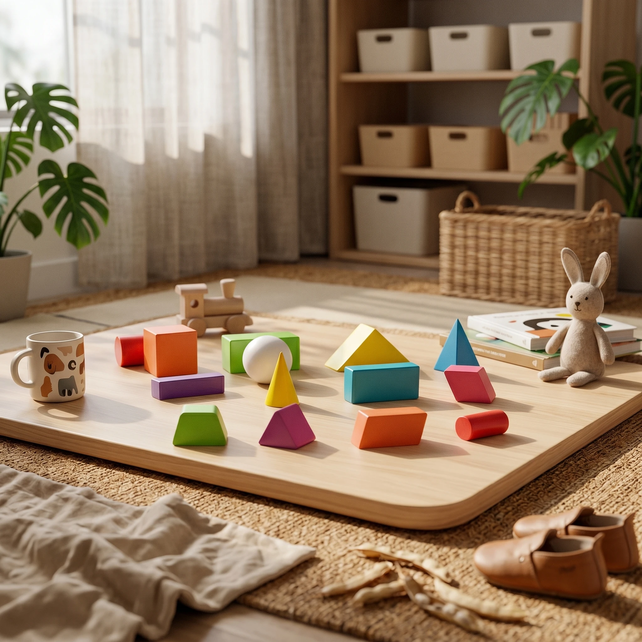 

16 Pieces Geometric Block Set Polished Painted Geometric Blocks Shape Blocks Fine Movement Skills Educational Play Bright Colors