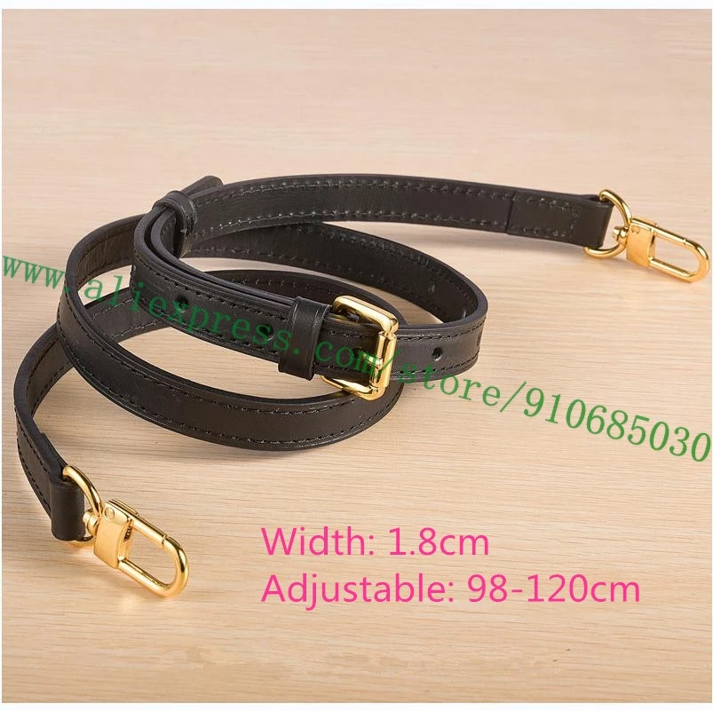 Top Grade 1.8cm Black Matt Calf Leather Shoulder Strap For Designer Handbag Bag Parts Replacement Adjustable 2 Sections