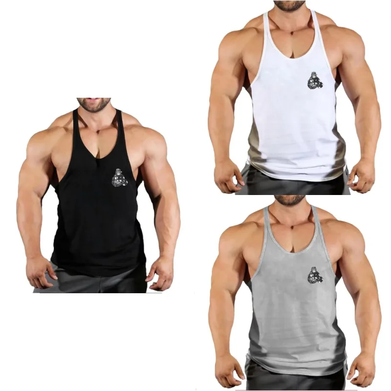 

Men's Training Loose Top Strap Vest Bodybuilding Men's Muscle Gym Vest Bodybuilding Sleeveless Shirt Cotton Men's Fitness Vest