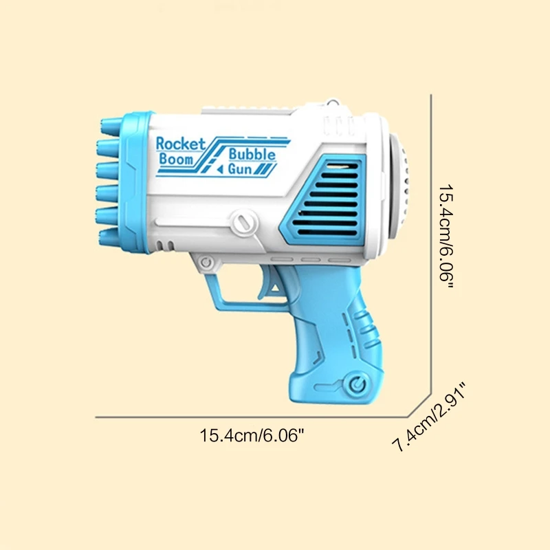 Rocket Boom Bubble Gun Toy Electric Bubble Maker w/ 32 Hole Blower Rich Bubble Portable Fan Children Outdoor Summer Gift