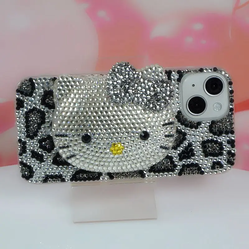 Sanrio Rhinestone Phone Case for iPhone, 15 Plus Makeup, 11, Makeup Mirror, Jewelry, 13, 14 Pro Max, Xs, Hello Kitty, Handmade